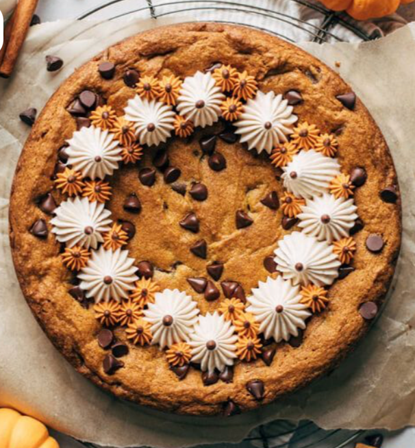 Fall Chocolate Chip M&M Cookie Cake