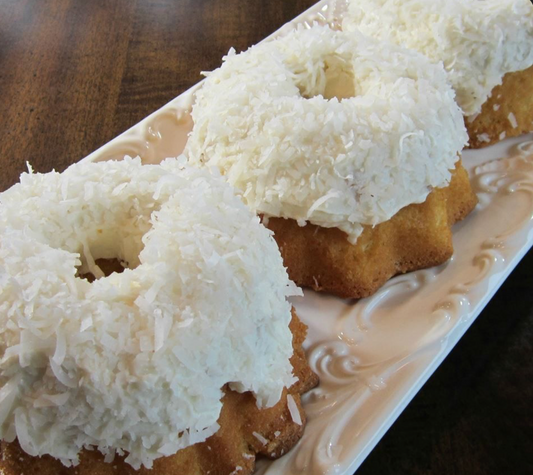 White Chocolate Coconut Mini Bundt Cakes